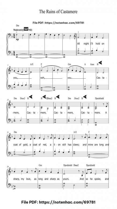The Rains of Castamere piano sheet music free pdf