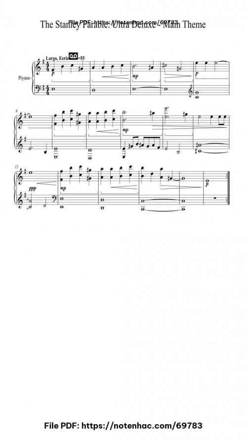 The Stanley Parable: Ultra Deluxe - Main Theme piano sheet music free pdf