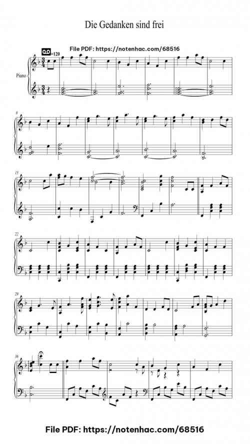 Thoughts are Free – Die Gedanken sind frei by German Traditional Level Intermediate 3 Thoughts are Free – Die Gedanken sind frei piano sheet music free pdf