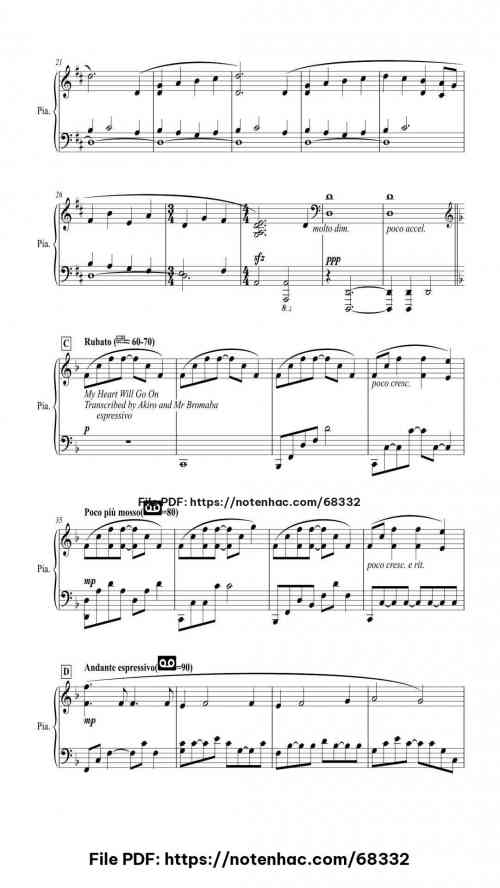 Titanic: Piano Medley by James Horner Level Intermediate 5 Titanic: Piano Medley piano sheet music free pdf