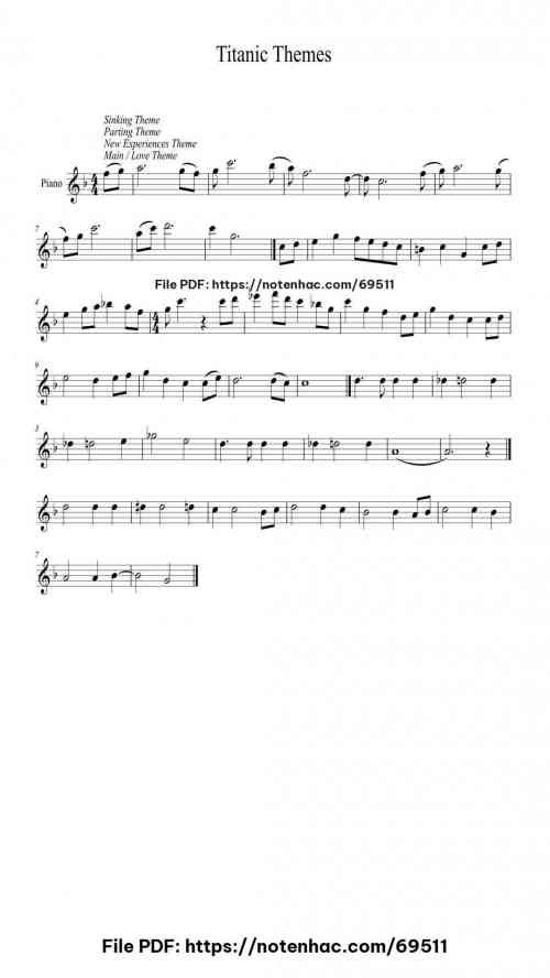 Titanic Themes piano sheet music free pdf