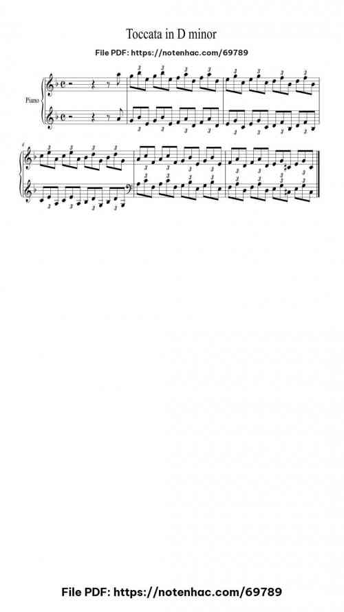 Toccata in D Minor, BWV 565 piano sheet music free pdf