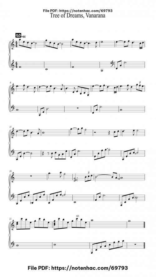 Tree of Dreams, Vanarana piano sheet music free pdf