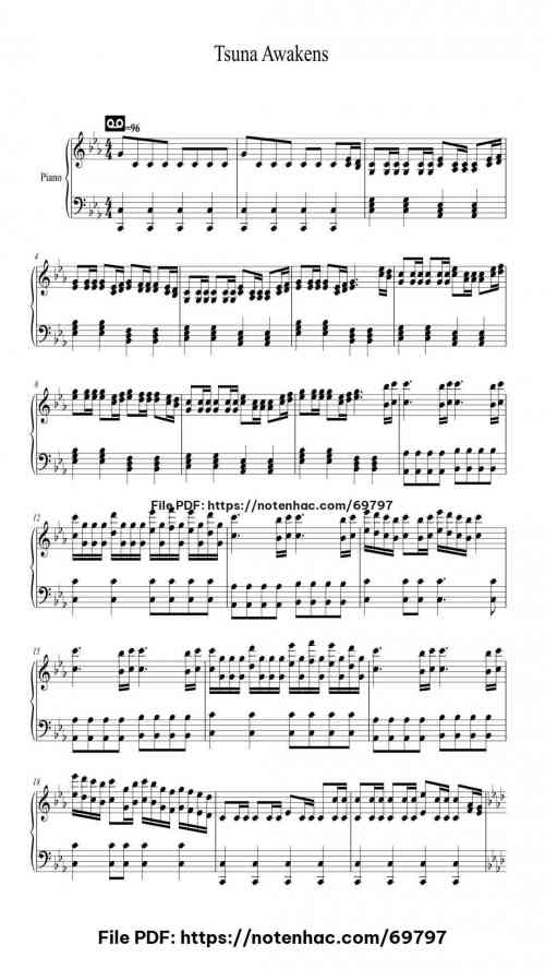 Tsuna Awakens piano sheet music free pdf