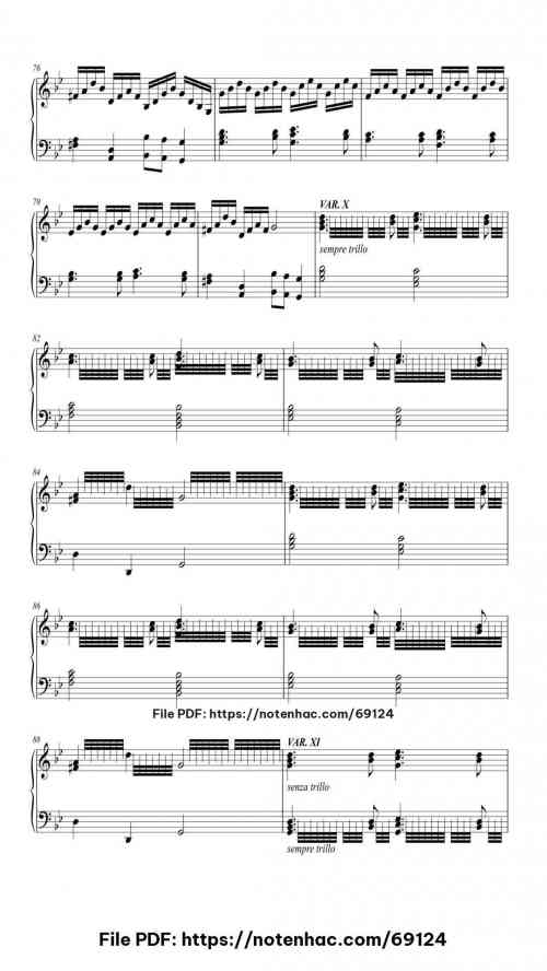 Variations in G Minor on Handel "Passacaglia" Op. 6 piano sheet music free pdf