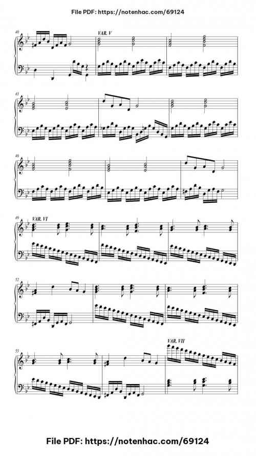 Variations in G Minor on Handel "Passacaglia" Op. 6 piano sheet music free pdf