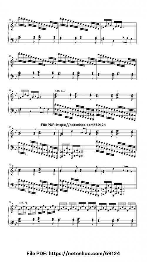 Variations in G Minor on Handel "Passacaglia" Op. 6 piano sheet music free pdf