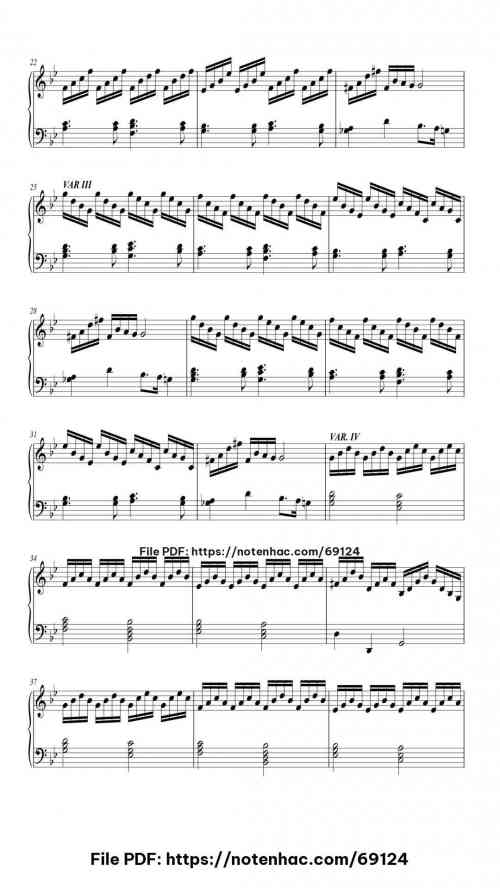 Variations in G Minor on Handel "Passacaglia" Op. 6 piano sheet music free pdf