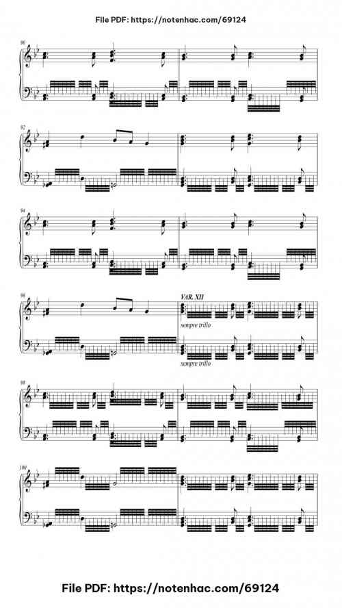 Variations in G Minor on Handel "Passacaglia" Op. 6 piano sheet music free pdf