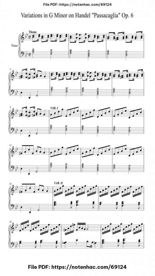 variations in g minor on handel passacaglia op 6