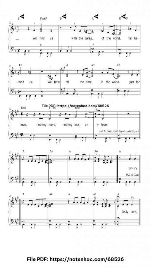 We Have All The Time In The World by Louis Armstrong Level Intermediate 4 We Have All The Time In The World piano sheet music free pdf
