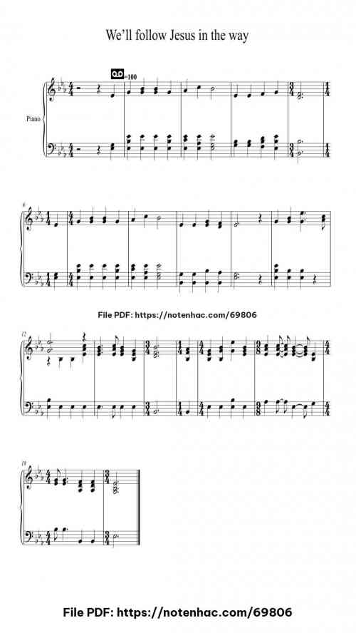 We'll Follow Jesus in the Way piano sheet music free pdf