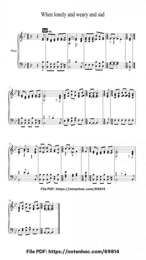 When lonely and weary and sad piano sheet music free pdf