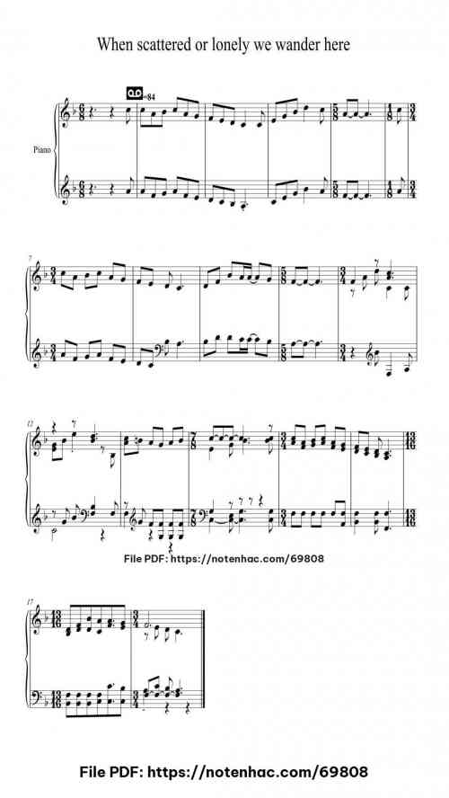 When Scattered or Lonely We Wander Here piano sheet music free pdf