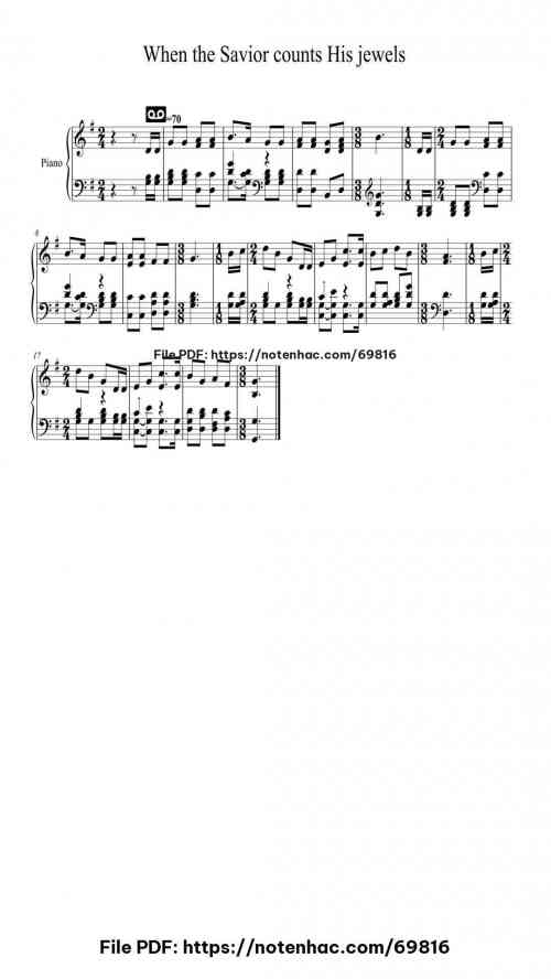 When the Savior counts His jewels piano sheet music free pdf