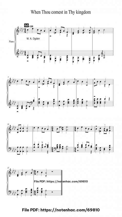 When Thou Comest in Thy Kingdom - W. A. Ogden piano sheet music free pdf