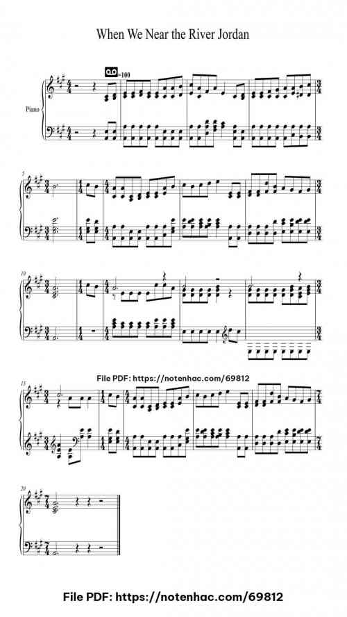 When We Near The River Jordan piano sheet music free pdf