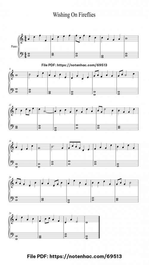 Wishing On Fireflies piano sheet music free pdf