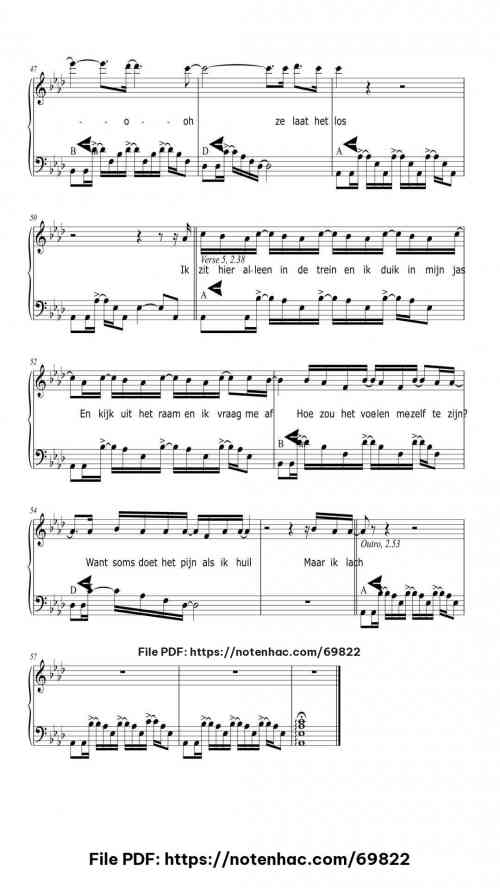 Ze Huilt Maar Ze Lacht piano sheet music free pdf