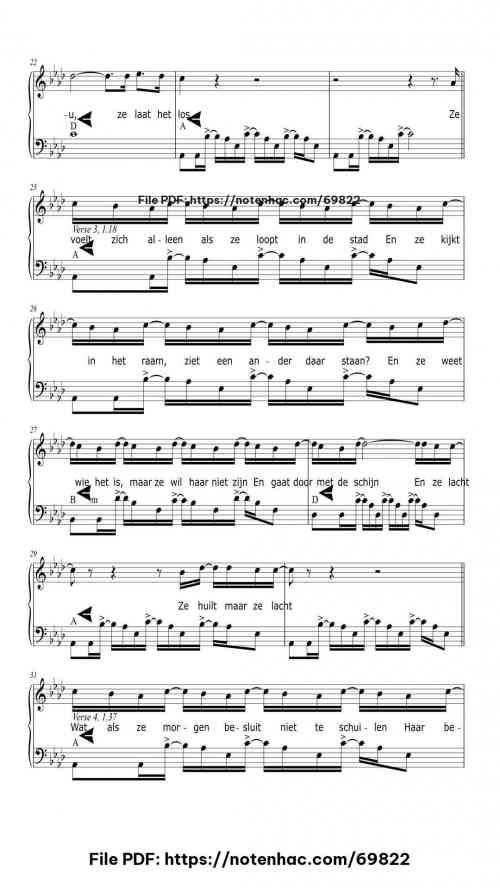 Ze Huilt Maar Ze Lacht piano sheet music free pdf