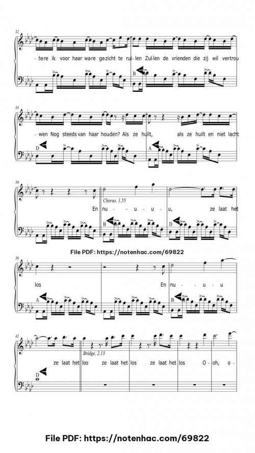 Ze Huilt Maar Ze Lacht piano sheet music free pdf