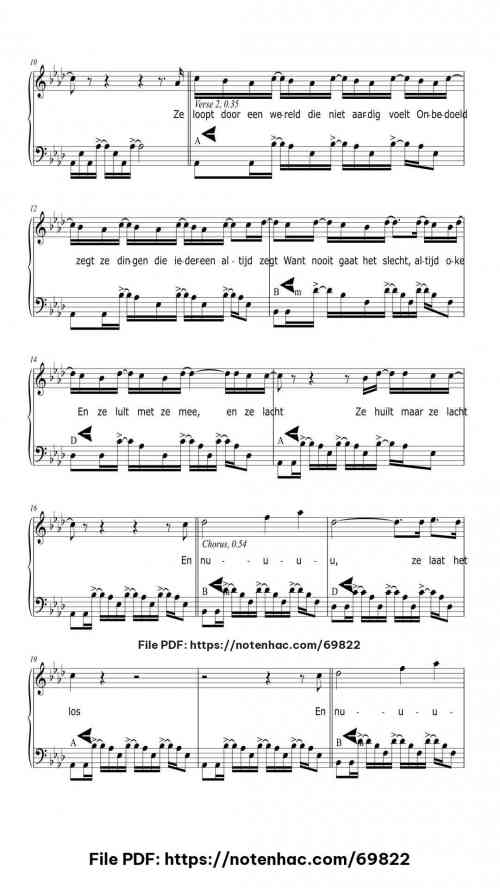 Ze Huilt Maar Ze Lacht piano sheet music free pdf