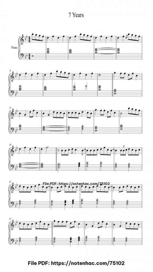 7 Years by Lukas Graham Level Intermediate