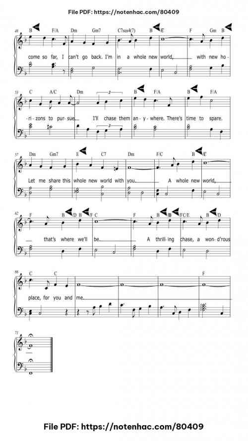 A Whole New World (from Aladdin) piano sheet music free pdf
