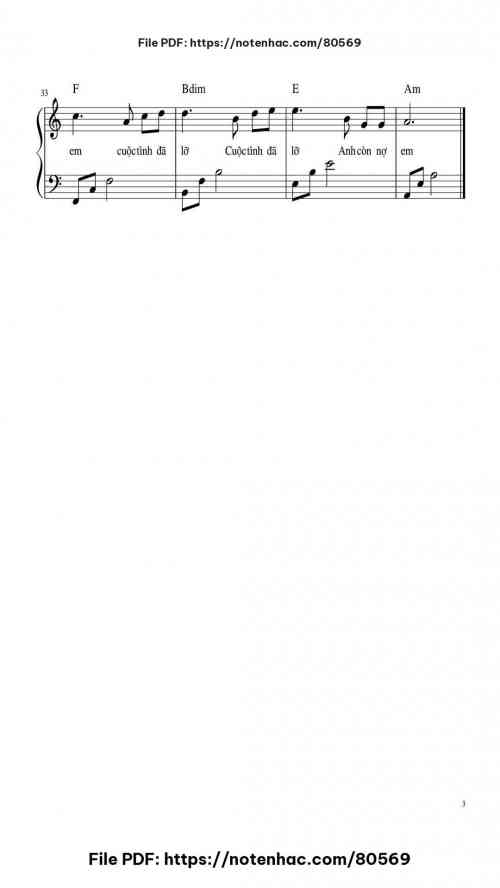 Anh Còn Nợ Em piano sheet music free pdf