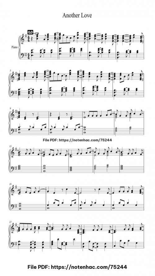 Another Love by Tom Odell Level Intermediate