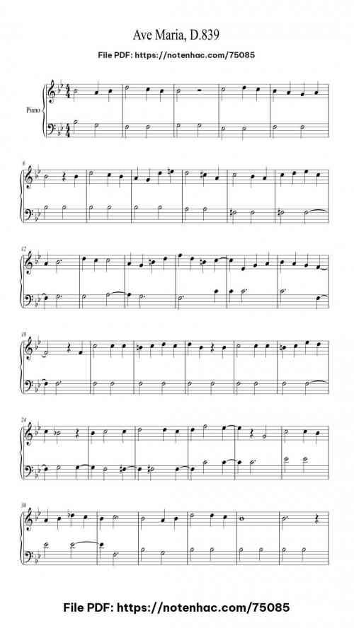 Ave Maria, D.839 piano sheet music free pdf