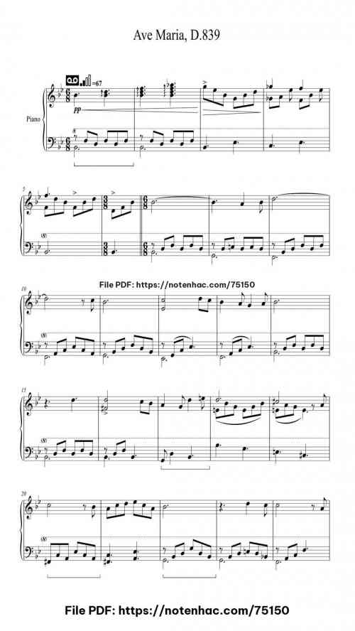 Ave Maria, D.839, Op. 52, No. 6 piano sheet music free pdf