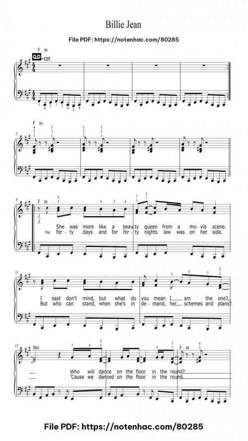 Billie Jean by Michael Jackson Level Intermediate