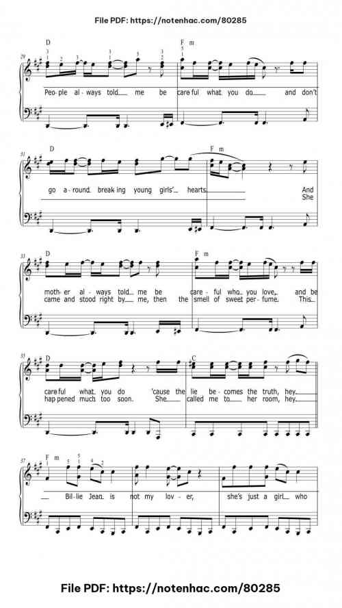 Billie Jean piano sheet music free pdf