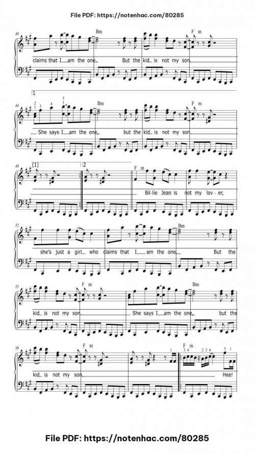 Billie Jean piano sheet music free pdf