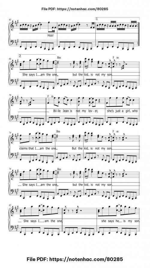 Billie Jean piano sheet music free pdf