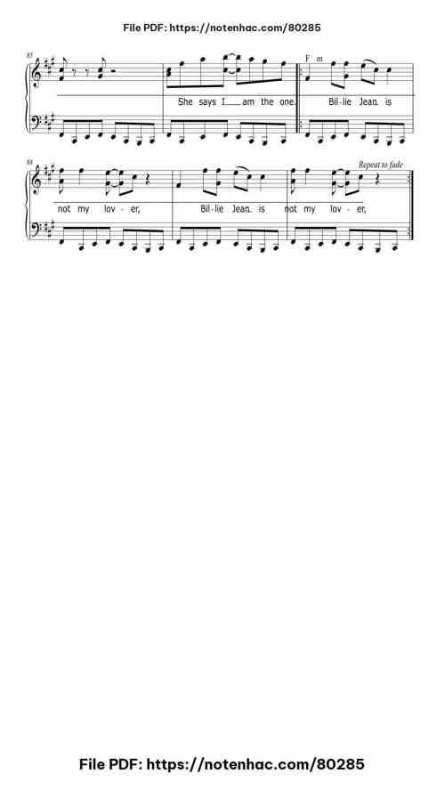 Billie Jean piano sheet music free pdf