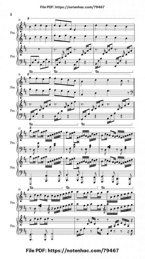 Canon In D Duet 4 Hands piano sheet music free pdf