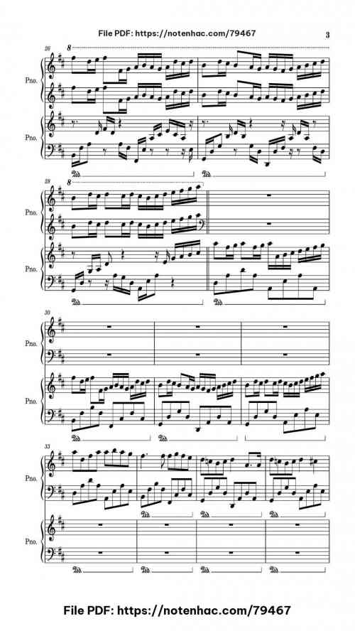 Canon In D Duet 4 Hands piano sheet music free pdf