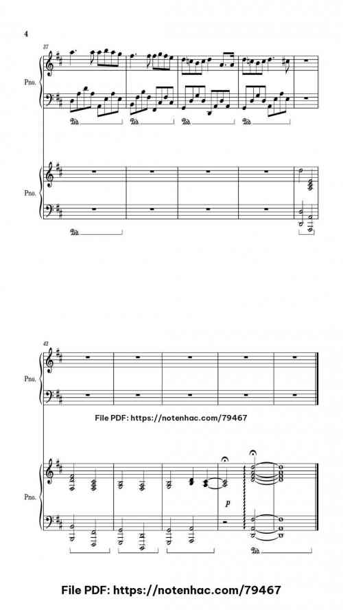 Canon In D Duet 4 Hands piano sheet music free pdf