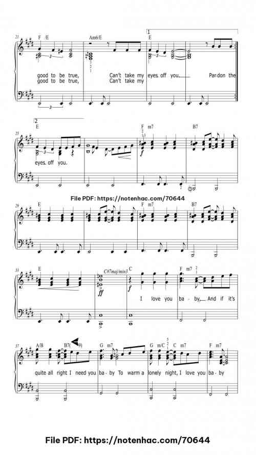 Can't Take My Eyes Off You piano sheet music free pdf