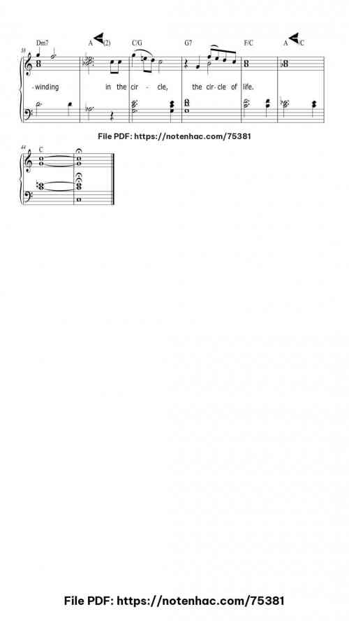 Circle Of Life by Elton John Level Intermediate 6 Circle Of Life piano sheet music free pdf