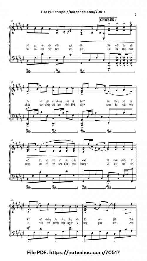 Cỏ Dại Và Hoa Dành Dành piano sheet music free pdf