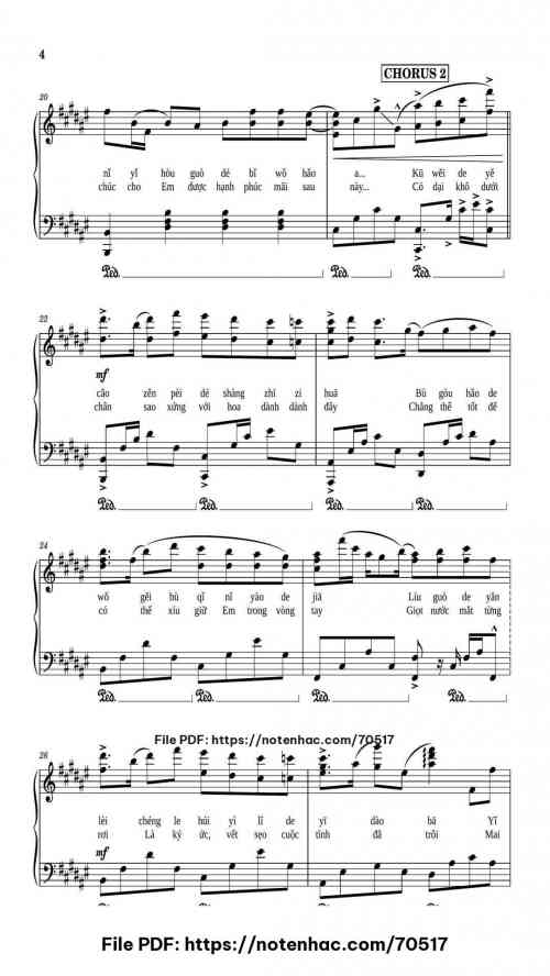 Cỏ Dại Và Hoa Dành Dành piano sheet music free pdf