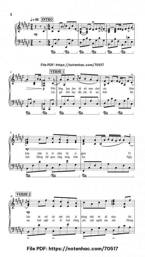 Cỏ Dại Và Hoa Dành Dành piano sheet music free pdf