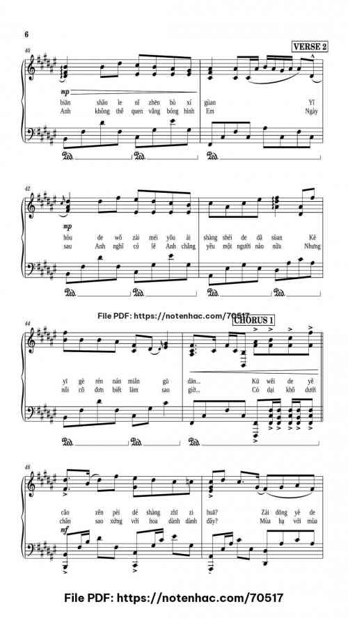 Cỏ Dại Và Hoa Dành Dành piano sheet music free pdf