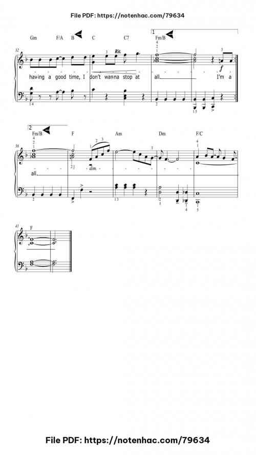 Don't Stop Me Now by Queen Level Intermediate 6 Don't Stop Me Now piano sheet music free pdf