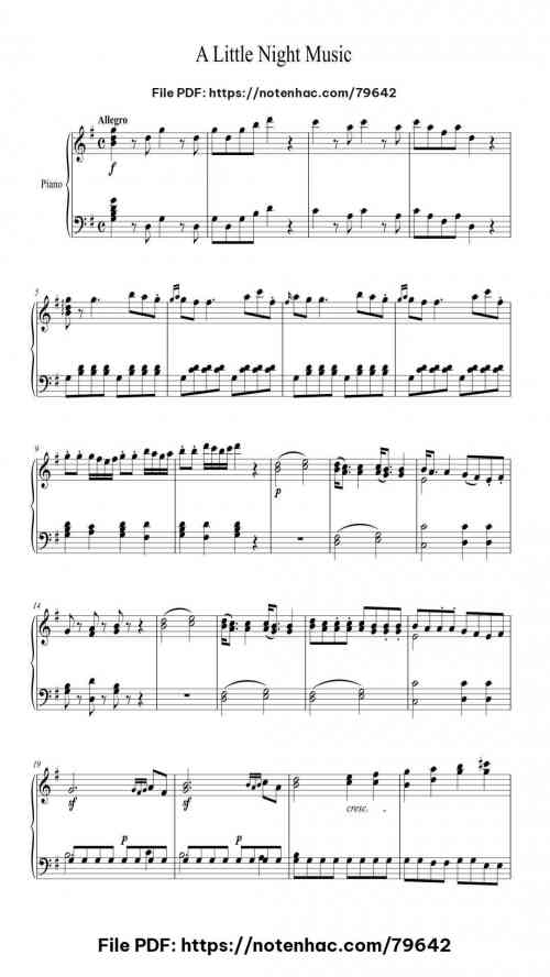 Eine kleine Nachtmusik, K. 525 by Wolfgang Amadeus Mozart Level Intermediate 4 Eine kleine Nachtmusik, K. 525 piano sheet music free pdf