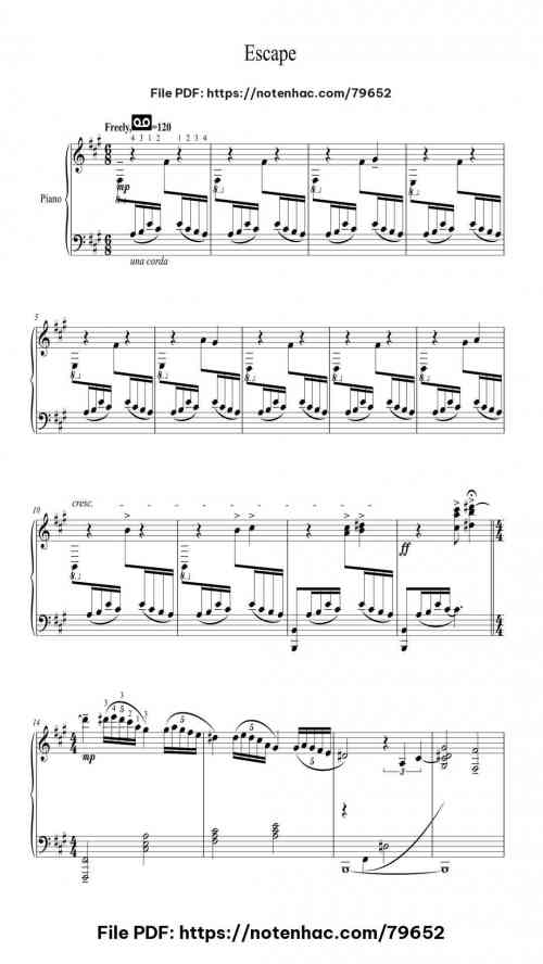Escape by Kilgore Doubtfire Level Mid-Advanced 9 Escape piano sheet music free pdf
