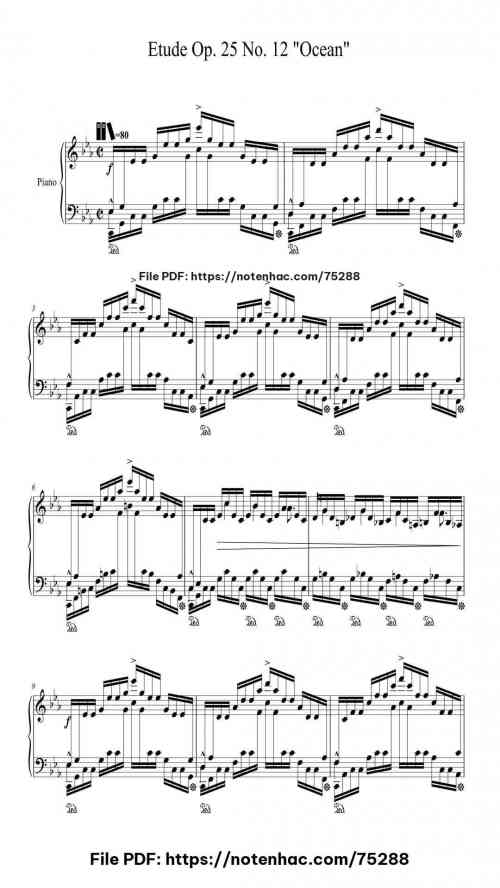 Etude Op. 25 No. 12 in C Minor "Ocean" piano sheet music free pdf